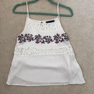 Embroidered white tank top